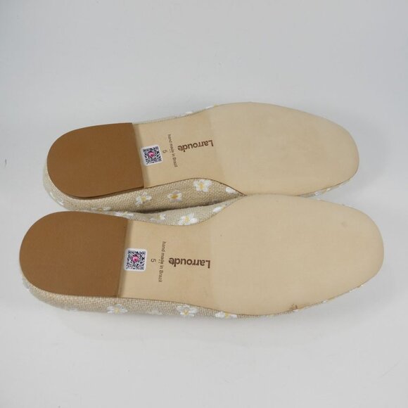 New! Larroude Beige Floral Flats - Picture 10 of 12